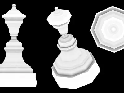 Classic Stone Pillar 3D Scanned - Game Ready Low-poly 3D model