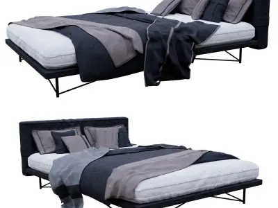 Bed S with sheets and pillows Free 3D model