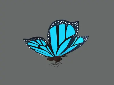 Cartoon Butterfly Wing Flapping 02 Animated Low-poly 3D model