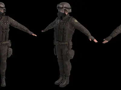 Male SWAT Officer Rigged Low-poly 3D model
