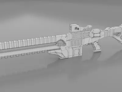 Sci Fi Gun Game Ready Low-poly 3D model