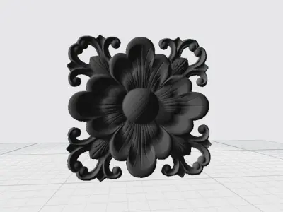 WOODEN CARVING FLOWER 3D model