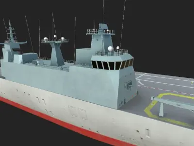 TCG ANADOLU TURKISH LANDING HELICOPTER DOCK NAVY FLAGSHIP Low-poly 3D model