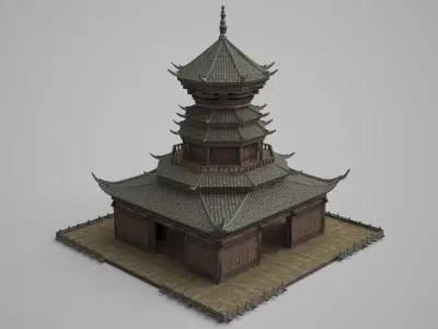 Asian Ancient Architecture Ethnic Minorities Meeting Hall 3D model