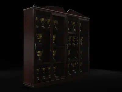 School Trophy Cabinet Set Low-poly 3D model