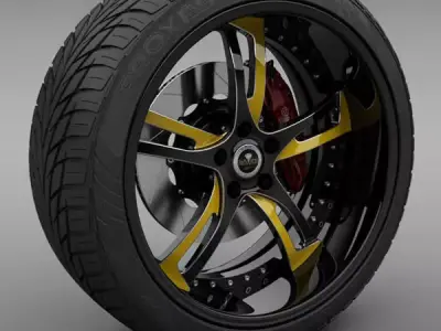 Savini Forged SV-32S Wheel and Tire 3D model