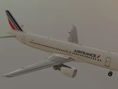 Air France Airbus a320-214  low poly 3D model  Low-poly 3D model