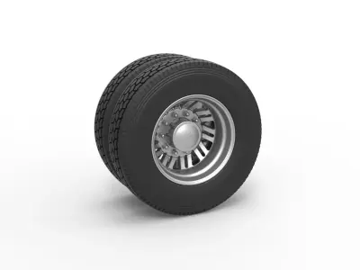 Rear custom wheel of semi truck Version 11 Scale 1 to 25 3D print model
