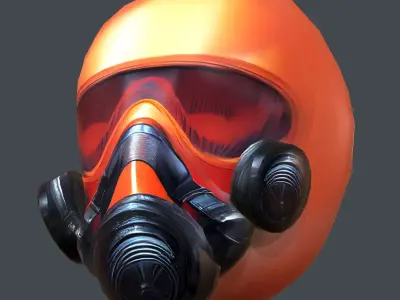 Gas mask helmet scifi Low-poly character art game space  Low-poly 3D model 10