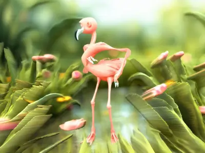 Rosy Flamingo Character model pack Low-poly 3D model