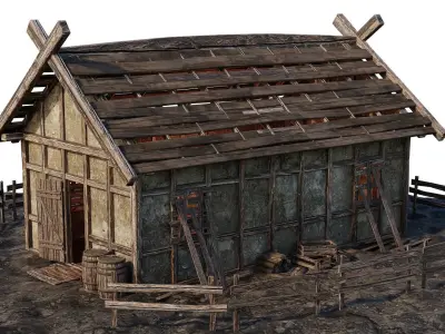 FREE Old Medieval House Building 4K GameReady 003 Free low-poly 3D model