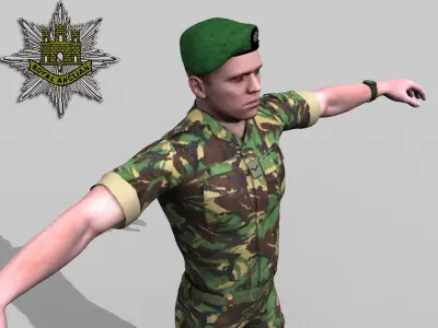 British Royal Anglian Woodland Rigged soldier 3D model