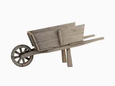 Medieval Wooden Cart 03 Low-poly 3D model