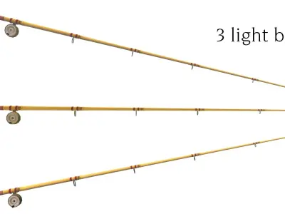 Old bamboo fishing rod Low-poly 3D model