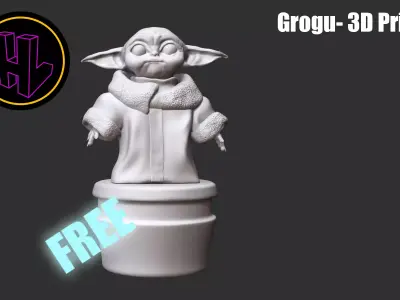 Grogu- 3D print star wars yoda figurine Free 3D print model