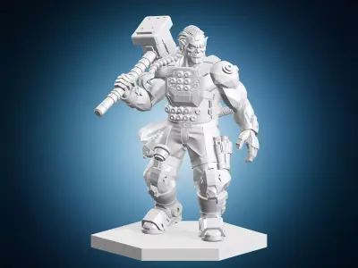 Sylvester Einzelkampfer Futuristic Mercenary With Hammer 3D print model