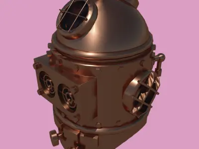 Antique diving helmet-3 Low-poly 3D model