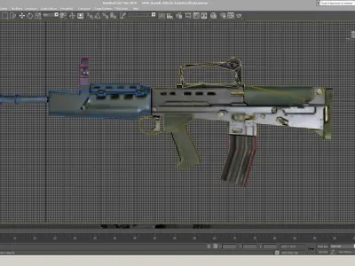 SA80-CarryHandle rifle on computer screen Low-poly 3D model
