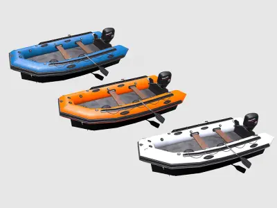 Inflatable Motor Boat Low-poly PBR Low-poly 3D model