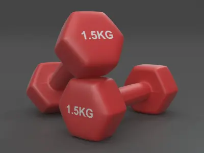 Plastic Fitness Dumbbells 1.5kg 3D model