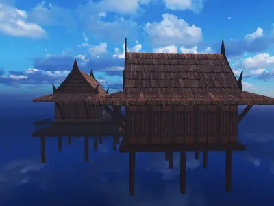 Thai traditional house 01 Low-poly 3D model