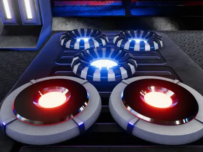 Sci-fi assets and props for interior Low-poly 3D model