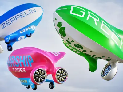 Stylized Dirigible Toy Low-poly 3D model