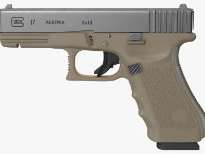 Olive Glock 17 with Magazine 3D model
