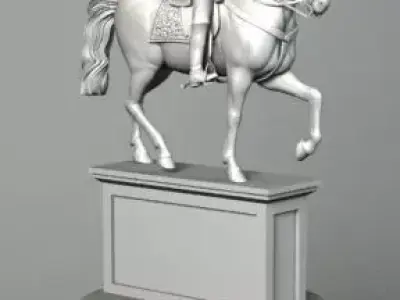 CHIVALRY statue of man on horse 3D model