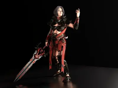 Paladin Woman Low-poly 3D model
