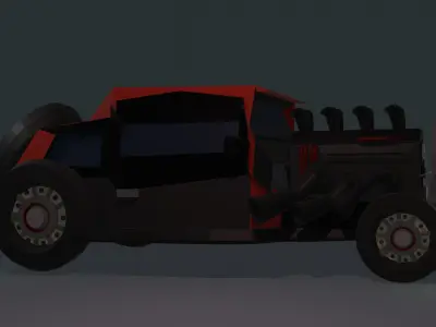 Black Low-poly Hot-Rod Free low-poly 3D model