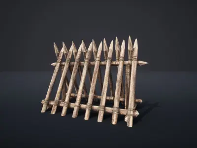 PALISADE BARRIER BARRICADE FENCE WALL VILLAGE FORT COLLECTION Low-poly 3D model