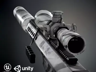 Barret M82A1 PBR Low-poly 3D model