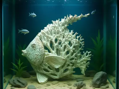 Coral Fish Sculpture 3D Ocean-Inspired Art Natural Texture Low-poly 3D model