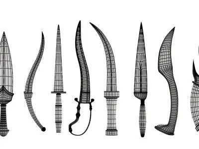 50 Old Knife Low-poly 3D model