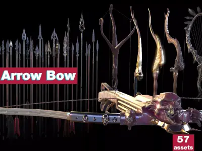 PBR Medieval Arrows Bows Crossbows Pack - 57 Assets 3D model