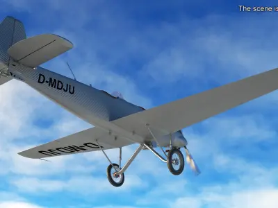 Vintage Sport Plane Junkers A-50 Junior 3D model