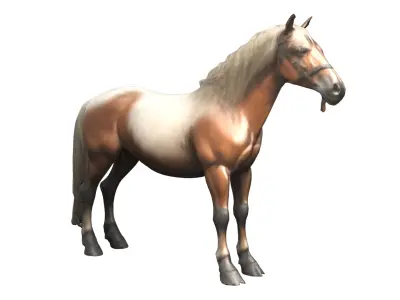 Viking era horse game model Low-poly 3D model