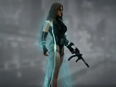 Sci Fi Mercenary Girl Low-poly 3D model