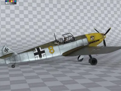 Messerschmitt BF109 German Fighter Airplane Desert V1 3D model