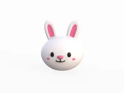 Cartoon Rabbit Head  Low-poly 3D model