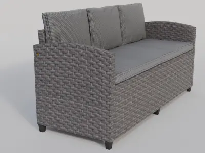 Garden furniture set sofa chair table pouffe Low-poly 3D model