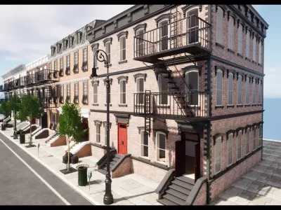 Modular New York Apartments with modular Interiors Low-poly 3D model