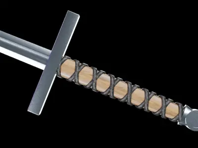 Steel Long Sword Low-poly 3D model