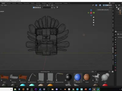 Babylonian gargoyle head Low-poly 3D model