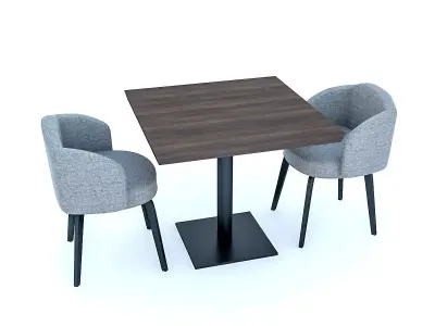 Cafe Table And Chairs Low-poly 3D model