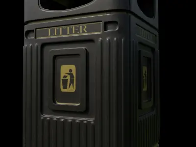 British litter bin 3d model Free low-poly 3D model