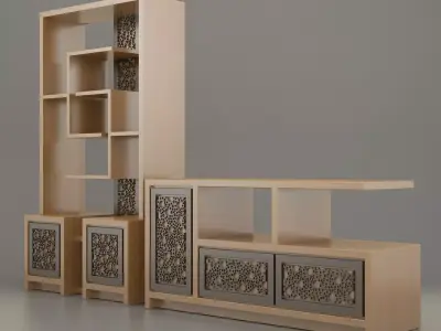 furniture set of with shelves and drawers Free 3D model