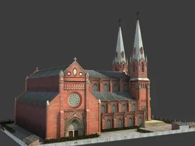 Church with steeples 3D model