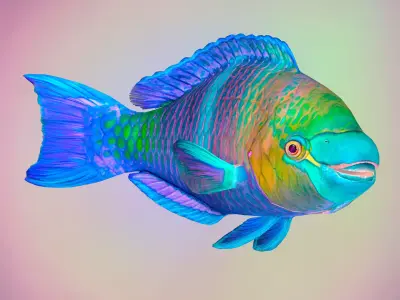 Fish Parrotfish Low-poly 3D model